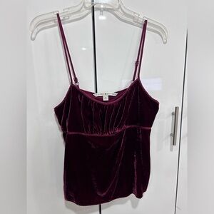 Tommy Hilfiger Velvet Top in Rich Burgundy